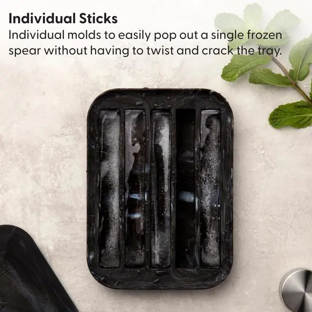 Alt view image 5 of 6 - Peak Silicone Water Bottle Ice Tray w/ Protective Lid | Charcoal| Easy to Remove Ice | Food Grade Premium Silicone | Dishwasher Safe, BPA Free
