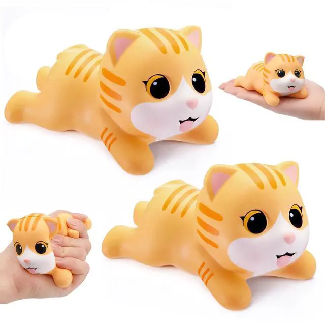 Main image of 2 Pcs Orange Cat Tabby Stress Toys PU Foam Cat Stress Balls Squeeze Sensory Toys Funny Appreciation Gift for Anxiety Relief Prize Fidget Party Favor Adults Cute Office Desk Accessory