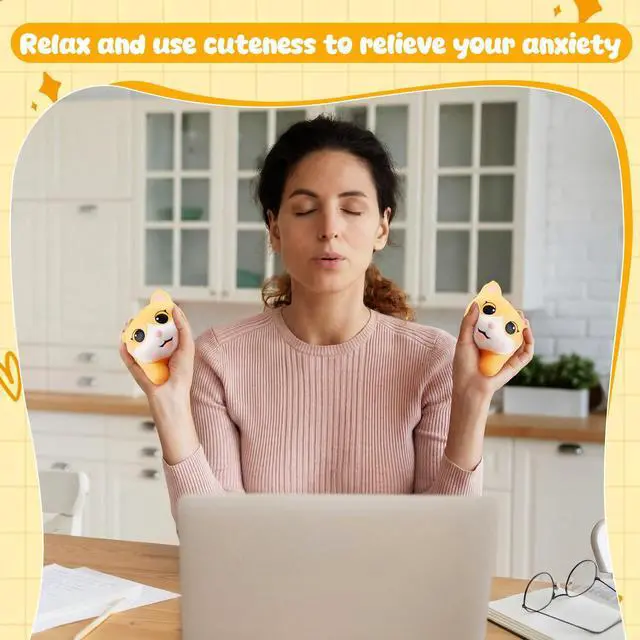 Alt view image 5 of 7 - 2 Pcs Orange Cat Tabby Stress Toys PU Foam Cat Stress Balls Squeeze Sensory Toys Funny Appreciation Gift for Anxiety Relief Prize Fidget Party Favor Adults Cute Office Desk Accessory
