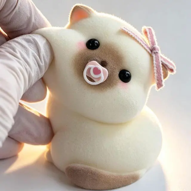 Alt view image 3 of 7 - Handmade Taba Squishy Cat Baby Toy - Realistic Silicone Fidget Toy, Ultra-Soft Mochi Sensory Stress Relief, Cute Animal Anxiety Companion (Siamese)