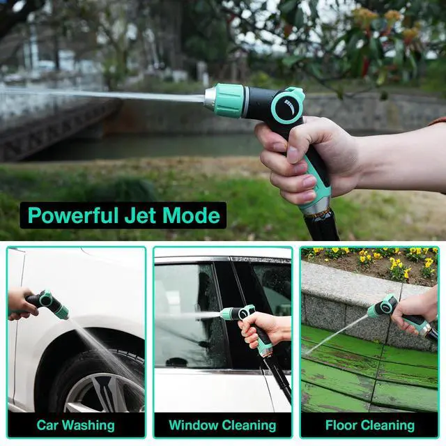 Alt view image 5 of 7 - Garden Hose Nozzle Sprayer High Pressure Water Hose Nozzle with 4 Patterns with Adjustable Spray for Car Washing, Garden Watering, Patio Cleaning and Pets (Blue)