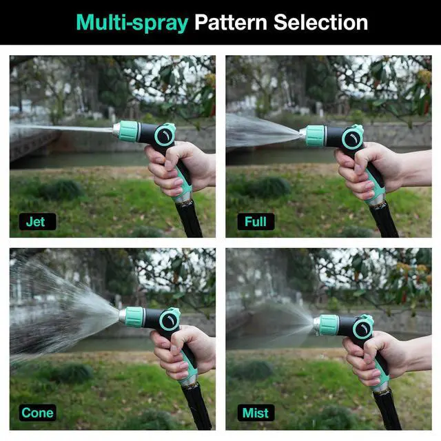 Alt view image 4 of 7 - Garden Hose Nozzle Sprayer High Pressure Water Hose Nozzle with 4 Patterns with Adjustable Spray for Car Washing, Garden Watering, Patio Cleaning and Pets (Blue)