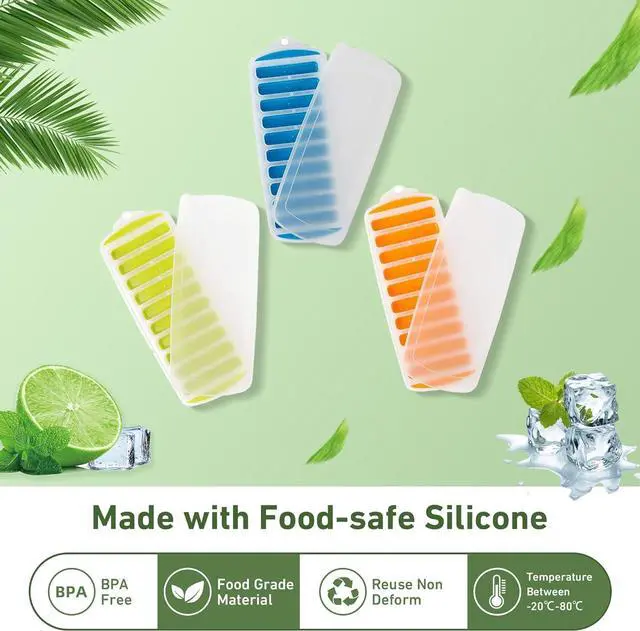 Alt view image 3 of 7 - Water Bottle Ice Cube Tray - Silicone Ice Stick Set with Lids - 3 Skinny Reusable Trays, 30 Long Sticks for Bottles