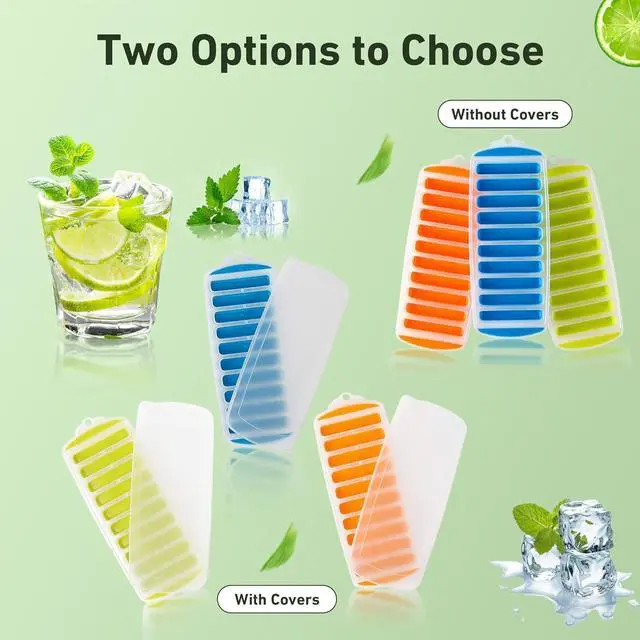 Alt view image 4 of 7 - Water Bottle Ice Cube Tray - Silicone Ice Stick Set with Lids - 3 Skinny Reusable Trays, 30 Long Sticks for Bottles