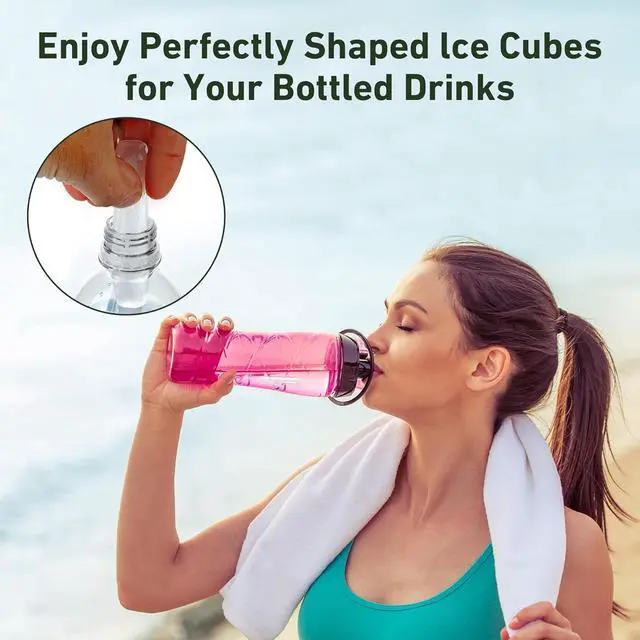 Alt view image 6 of 7 - Water Bottle Ice Cube Tray - Silicone Ice Stick Set with Lids - 3 Skinny Reusable Trays, 30 Long Sticks for Bottles