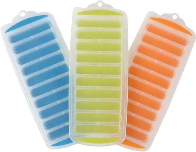 Alt view image 7 of 7 - Water Bottle Ice Cube Tray - Silicone Ice Stick Set with Lids - 3 Skinny Reusable Trays, 30 Long Sticks for Bottles