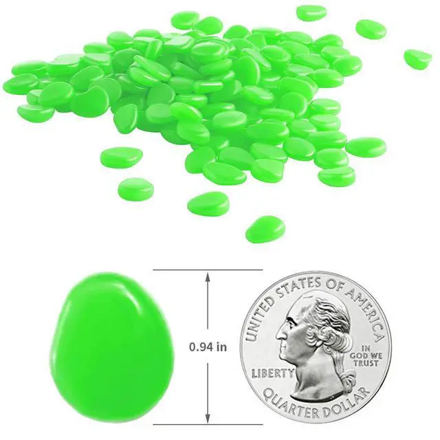 Alt view image 4 of 7 - Glow Pebbles Green, 300 pcs Green Glowing Rocks for Outdoor Decor, Garden Lawn Yard, Aquarium, Walkway, Fish Tank, Pathway, Luminous Pebbles Powered by Light or Solar-Recharge Repeatedly