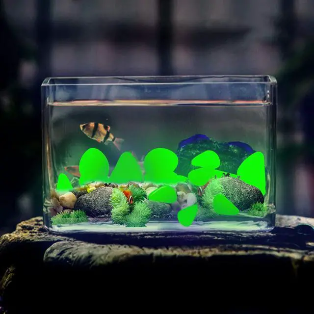 Alt view image 2 of 7 - Glow Pebbles Green, 300 pcs Green Glowing Rocks for Outdoor Decor, Garden Lawn Yard, Aquarium, Walkway, Fish Tank, Pathway, Luminous Pebbles Powered by Light or Solar-Recharge Repeatedly