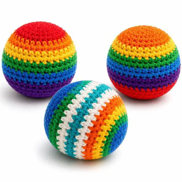 Main image of 3 Pack Crochet Footbags, Random Colors Knitted Hacky Kick Sack Balls Soft 40g Weighted Footbag Juggling Balls for Adults, Teens & Beginners, Outdoor Play, Party Games & Coordination Training