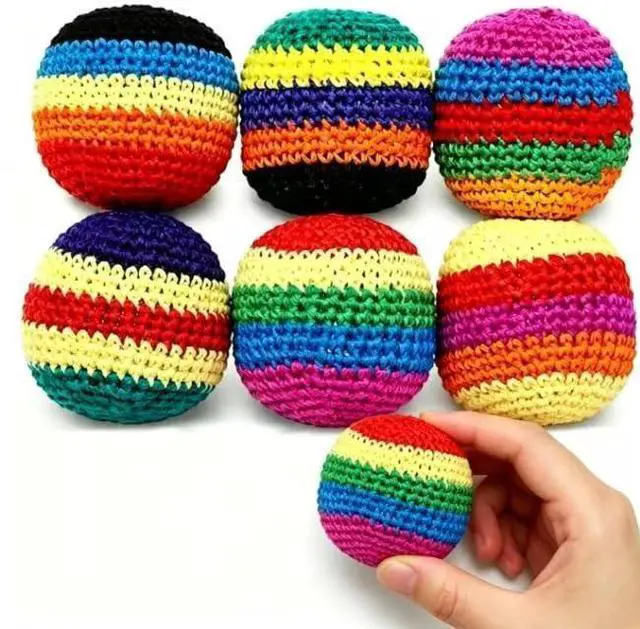 Main image of 6PCS Hand-Made Knitted Footbag, 2026 Upgraded Assorted Foot Bag Crochet Foot Bags for Adults, Juggling Balls for Beginners, Multicolored Geometric Pattern, Ready-to-Use