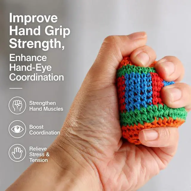 Alt view image 5 of 6 - 6PCS Hand-Made Knitted Footbag, 2026 Upgraded Assorted Foot Bag Crochet Foot Bags for Adults, Juggling Balls for Beginners, Multicolored Geometric Pattern, Ready-to-Use