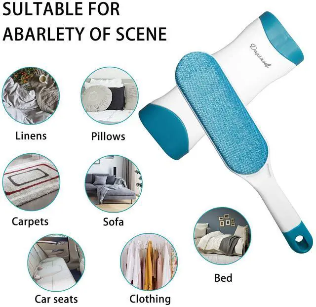 Alt view image 3 of 7 - 2 Pack Furniture Lint Remover Brushes, Double Sided Self Cleaning Loose Hair Catcher for Pet, Hair Cleaner for Clothes, Sofa, Carpet