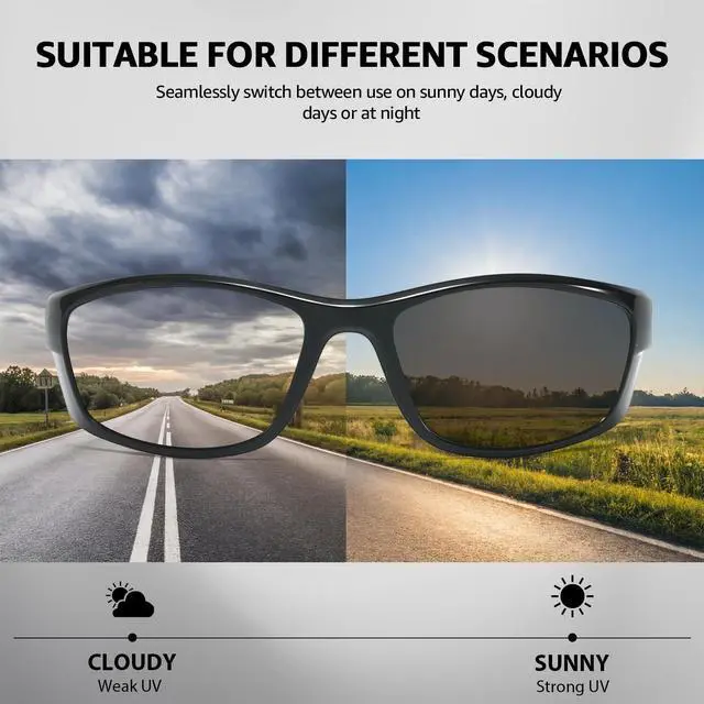 Alt view image 3 of 6 - Polarized Running Sunglasses for Men Women, UV400 Photochromic Sun Glasses Ideal for Sports Driving Cycling Fishing