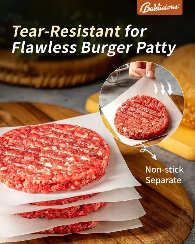 Alt view image 3 of 7 - Hamburger Patty Paper 1100Pcs of 5.5"x5.5" Non-Stick Patty Paper Squares Craft Perfect Burgers! Elevate Your Game with Seamless Separation & Versatile Use in Oven, Microwave,Freezer!