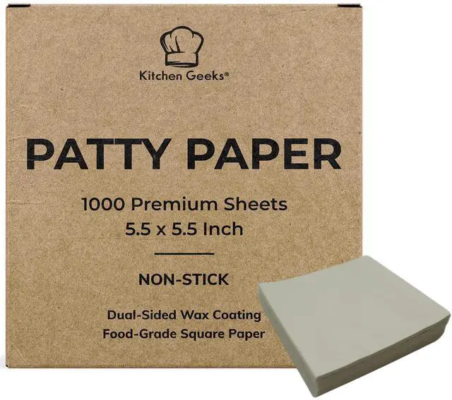 Main image of Hamburger Patty Paper - 1000 Wax Paper 5.5 x 5.5 Inch Square Sheets For Burger Press Maker Patties, Baking, Candy