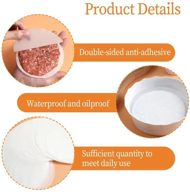 Alt view image 3 of 7 - 500 Pcs 5 Inches Hamburger Patty Paper Round, Parchment Burger Papers Non Stick, Burger Press Paper, Pre-Cut Round Parchment Paper for Cake Pan Springform Pan Burger Patty Maker and More