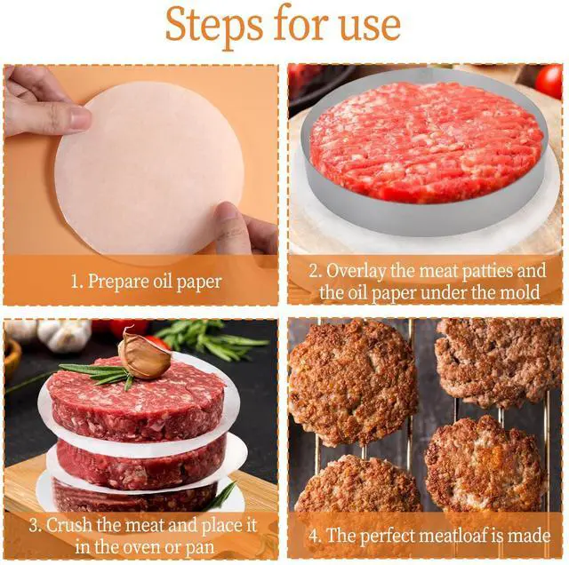 Alt view image 4 of 7 - 500 Pcs 5 Inches Hamburger Patty Paper Round, Parchment Burger Papers Non Stick, Burger Press Paper, Pre-Cut Round Parchment Paper for Cake Pan Springform Pan Burger Patty Maker and More