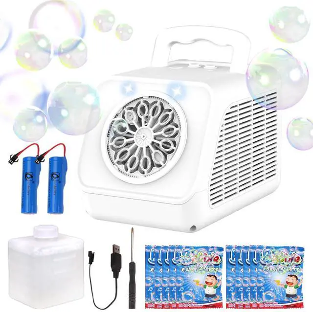 Main image of Automatic Rotating Bubble Machine 12 Holes Bubble Blower Plugin or Battery Operated Portable Bubble Maker 20000+ Big Bubbles Per Minute Bubbles for Outdoor Wedding Birthday Easter Party