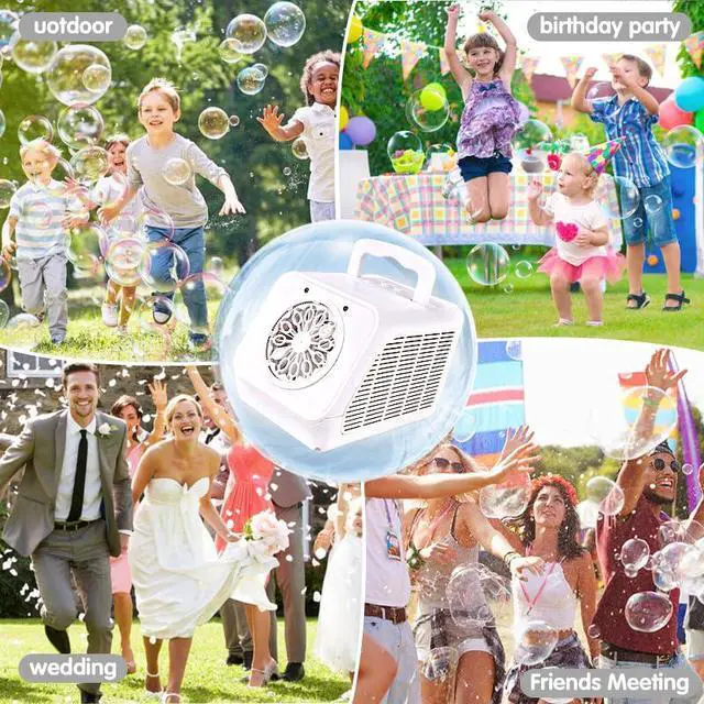 Alt view image 7 of 7 - Automatic Rotating Bubble Machine 12 Holes Bubble Blower Plugin or Battery Operated Portable Bubble Maker 20000+ Big Bubbles Per Minute Bubbles for Outdoor Wedding Birthday Easter Party
