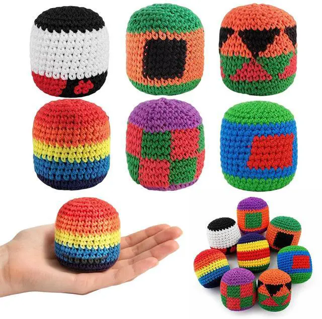 Main image of 6PCS 2026 Upgraded Handmade Knitted Footbag,Multicolored Geometric Crochet Juggling Balls,Soft Cotton Ready-to-Use Footbags for Adults Beginners Outdoor Leisure Play(Random Color)
