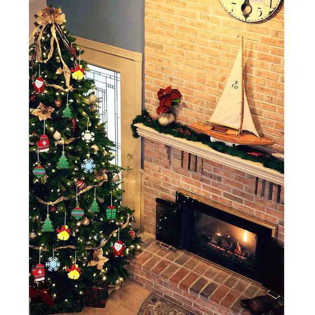 Alt view image 6 of 6 - 50 Pcs DIY Wooden Ornaments Christmas Wooden Ornaments Making Kit Christmas Crafts with Wax Rope and Rhinestone Stickers for Christmas Decoration and DIY Ornaments Making