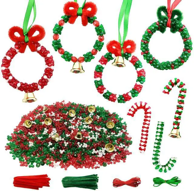 Main image of 1350 Pcs Christmas Beaded Ornament Kits Christmas Crafts for Kids Adults Xmas Tri Beads DIY Beaded Ornament Kits for Holiday Tree Hanging
