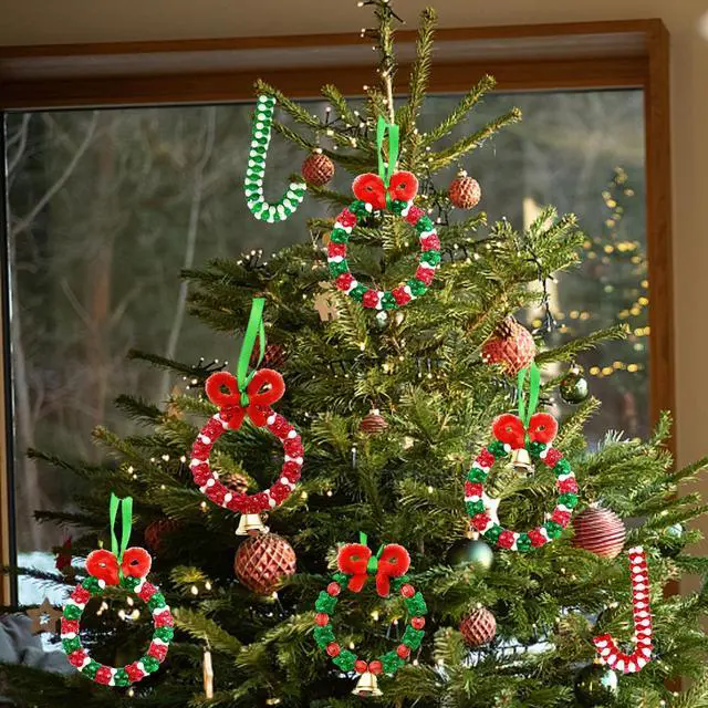 Alt view image 5 of 7 - 1350 Pcs Christmas Beaded Ornament Kits Christmas Crafts for Kids Adults Xmas Tri Beads DIY Beaded Ornament Kits for Holiday Tree Hanging