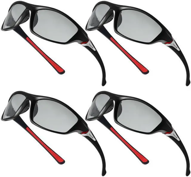 Main image of 4 Pairs Men Polarized Sunglasses with UV Protection Driving Glasses Sports for Sport Outdoor Activities (Color Changing)