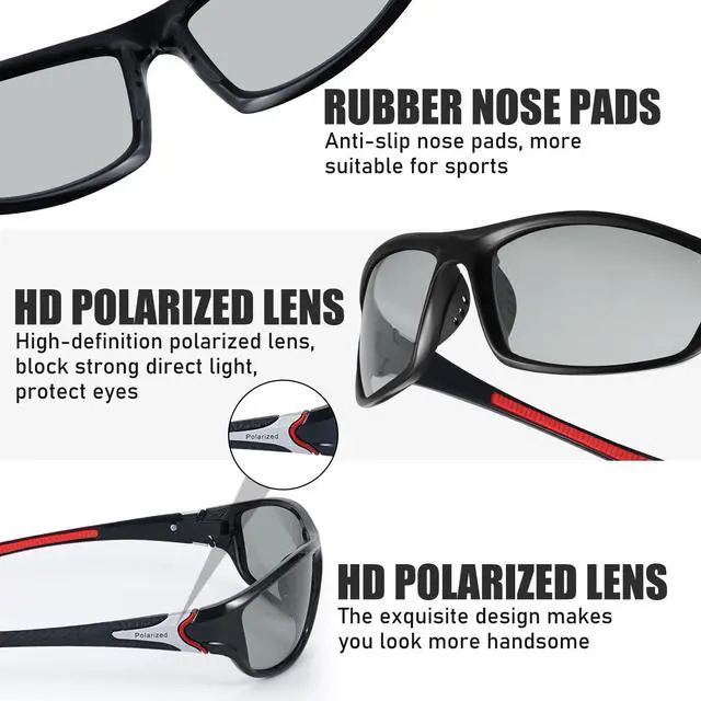 Alt view image 2 of 7 - 4 Pairs Men Polarized Sunglasses with UV Protection Driving Glasses Sports for Sport Outdoor Activities (Color Changing)
