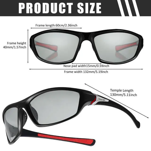 Alt view image 3 of 7 - 4 Pairs Men Polarized Sunglasses with UV Protection Driving Glasses Sports for Sport Outdoor Activities (Color Changing)