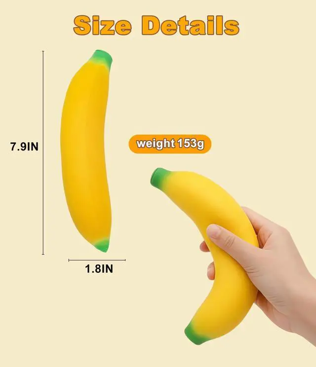 Alt view image 3 of 7 - Stretchy Glue-Sand Filled Rubber Banana, Latex Soft Decompression Toy, High-Elastic Stretchable Squishy Banana Toy, Decompression Toy for Adults and Children (Bananas -2 Pack)