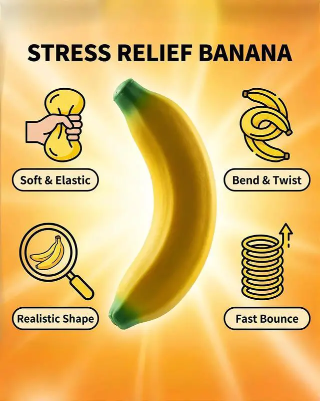 Alt view image 7 of 7 - Stretchy Glue-Sand Filled Rubber Banana, Latex Soft Decompression Toy, High-Elastic Stretchable Squishy Banana Toy, Decompression Toy for Adults and Children (Bananas -2 Pack)