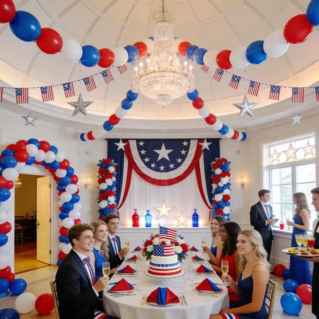 Alt view image 2 of 7 - 255Pcs USA 250th Anniversary Linking Balloon Decorations, 10in Red White Blue Link Balloons Bead Garland Ball Banner for Indoor Outdoor 4th of July Independence Memorial Day Birthday Graduation Decor