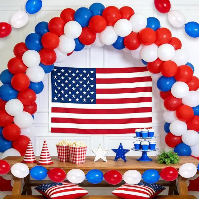 Alt view image 6 of 7 - 255Pcs USA 250th Anniversary Linking Balloon Decorations, 10in Red White Blue Link Balloons Bead Garland Ball Banner for Indoor Outdoor 4th of July Independence Memorial Day Birthday Graduation Decor
