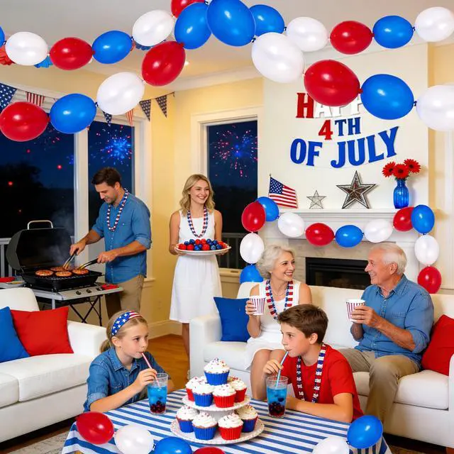 Alt view image 7 of 7 - 255Pcs USA 250th Anniversary Linking Balloon Decorations, 10in Red White Blue Link Balloons Bead Garland Ball Banner for Indoor Outdoor 4th of July Independence Memorial Day Birthday Graduation Decor