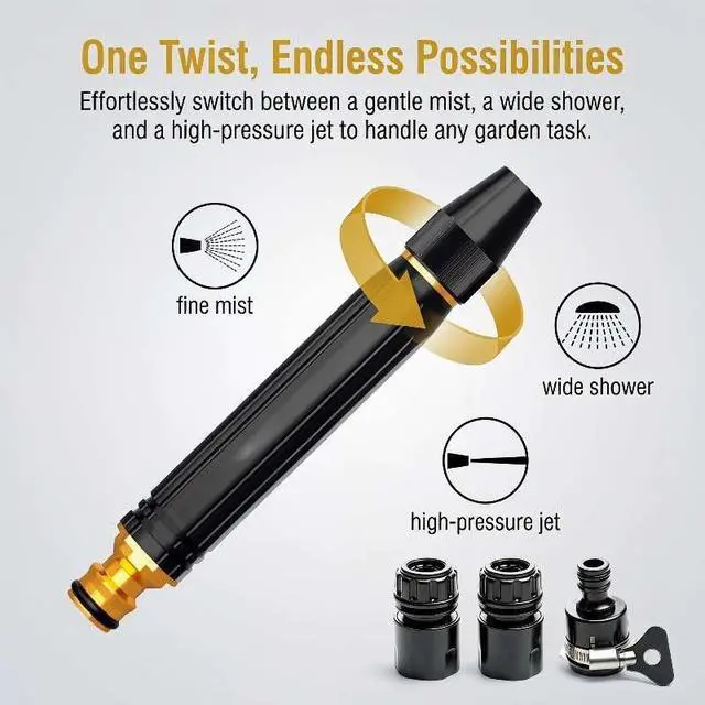 Alt view image 2 of 7 - High Pressure Car Wash Water Gun, Heavy Duty Adjustable Metal Garden Hose Nozzle with Brass Connector, Multi Spray Mode Power Washer Nozzle for Car Washing, Yard Patio Cleaning & Plant Watering
