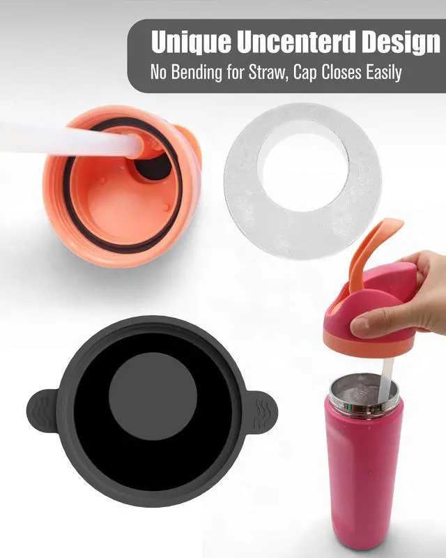 Alt view image 2 of 7 - Ice Molds for Owala 24-40oz, Set of 3, Food-Grade Soft Silicone, No White Residue, Easy to Release, Straw Placement Compatible with Owala FreeSip, Keeps Drinks Cold Longer (Dark Grey)