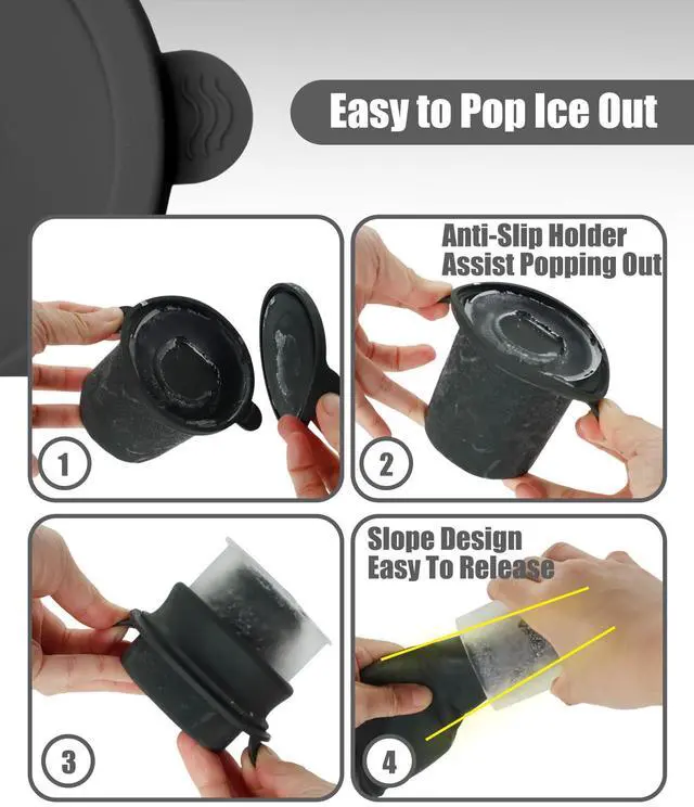 Alt view image 3 of 7 - Ice Molds for Owala 24-40oz, Set of 3, Food-Grade Soft Silicone, No White Residue, Easy to Release, Straw Placement Compatible with Owala FreeSip, Keeps Drinks Cold Longer (Dark Grey)