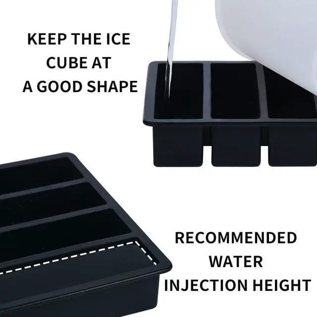 Alt view image 4 of 7 - Large and Long Ice Cube Tray 2 Pack Silicone Freezing Container Sticks with Lid for Whiskey, Water Bottle, Food Leftovers and Baking