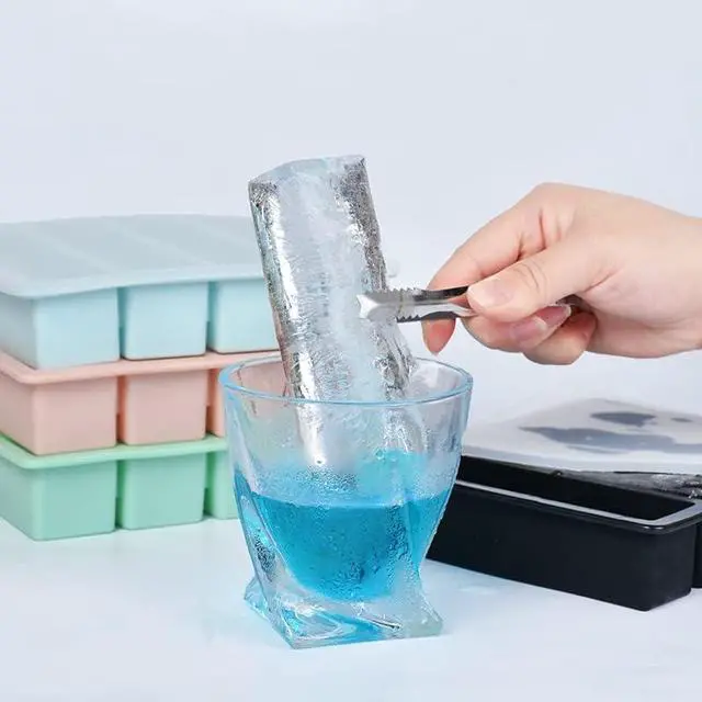 Alt view image 5 of 7 - Large and Long Ice Cube Tray 2 Pack Silicone Freezing Container Sticks with Lid for Whiskey, Water Bottle, Food Leftovers and Baking
