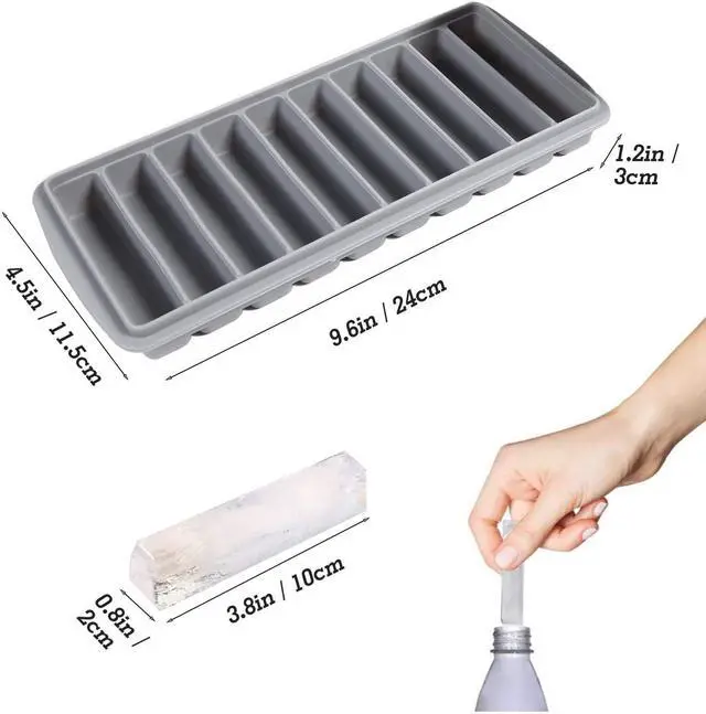 Alt view image 3 of 7 - 3 PCS Ice Cube Tray, Long Ice Stick Tray Silicone with Lid, Rectangular Narrow Stick, Reusable, Flexible, Easy Release, for Small Mouth Sport Bottles, Juice Bottles, Cocktail Parties