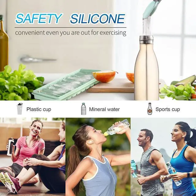 Alt view image 5 of 7 - 3 PCS Ice Cube Tray, Long Ice Stick Tray Silicone with Lid, Rectangular Narrow Stick, Reusable, Flexible, Easy Release, for Small Mouth Sport Bottles, Juice Bottles, Cocktail Parties