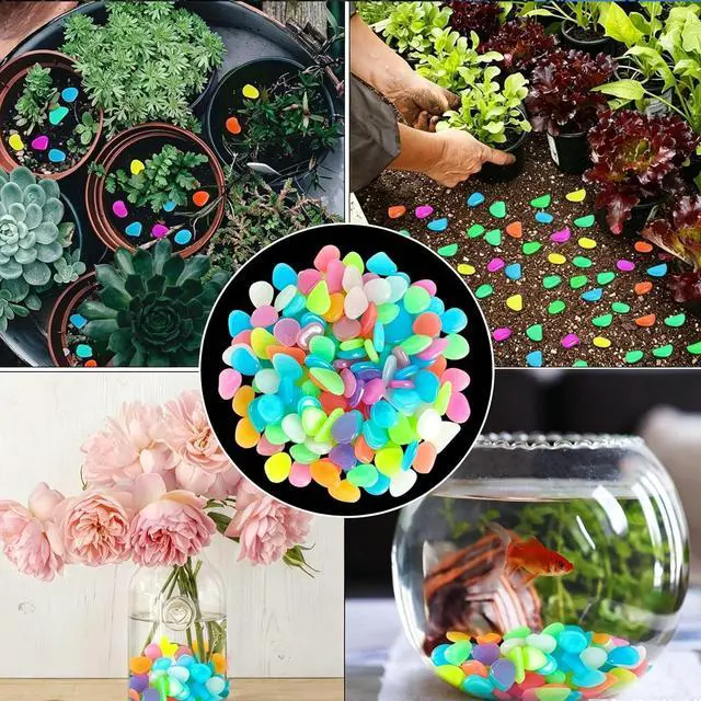 Alt view image 2 of 4 - 200-Pack Colorful Glow-in-the-Dark Garden Stones for Home Gardeners & Aquarium Hobbyists Night Guide Luminous Pebbles for Walkways, Fish Tanks & Outdoor Landscaping Waterproof