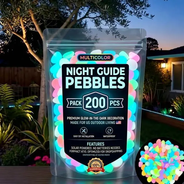 Alt view image 3 of 4 - 200-Pack Colorful Glow-in-the-Dark Garden Stones for Home Gardeners & Aquarium Hobbyists Night Guide Luminous Pebbles for Walkways, Fish Tanks & Outdoor Landscaping Waterproof