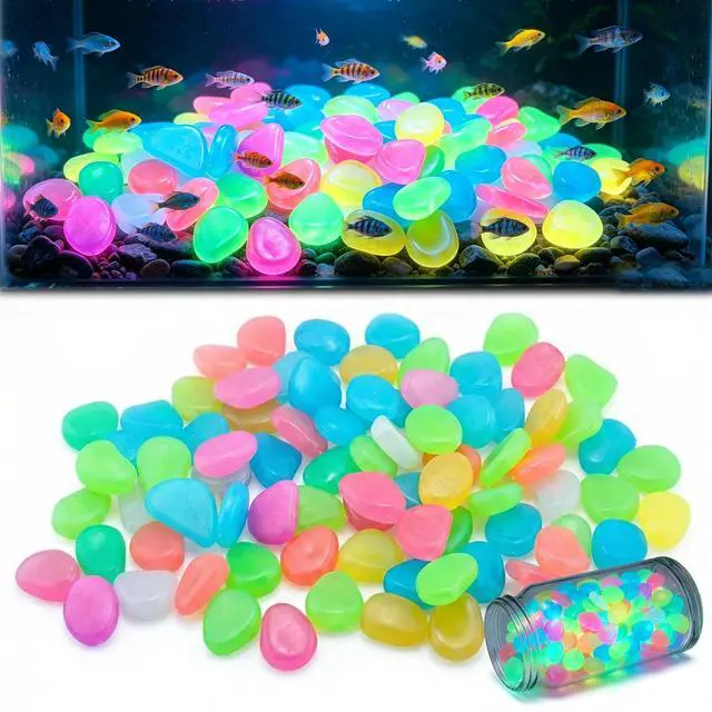 Main image of Glow in the Dark Garden Stones, Night Guide Luminous Pebbles Rainbow, Glow in the Dark Stepping Rocks Outdoor, Landscaping Decor, Glowing Stones Fish Tank Aquarium Decorations (200/Pack)