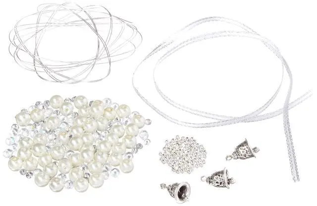 Alt view image 3 of 3 - Beaded Orn Bell Wreath, Silver,White