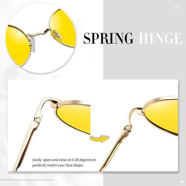 Alt view image 5 of 6 - Small Round photochromic Sunglasses Trendy Color Changing Sun Glasses UV400 Hippie Shades for Women Men (Yellow Red)