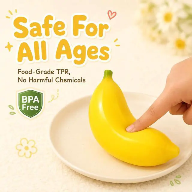 Alt view image 4 of 7 - Bannana Squishy Toy, Banana Squishy Squeeze Toy, Banana Fruit Squishy Fidget Toy, Soft Dough Stress Balls, Squishies Stress Relief Toys for Adults Kids, Party Favors Goodie Bag Fillers Birthday Gift