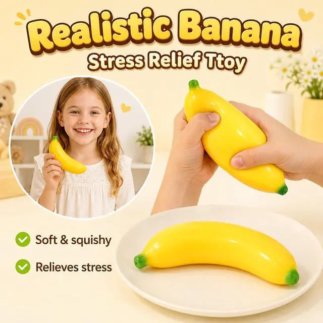 Alt view image 5 of 7 - Bannana Squishy Toy, Banana Squishy Squeeze Toy, Banana Fruit Squishy Fidget Toy, Soft Dough Stress Balls, Squishies Stress Relief Toys for Adults Kids, Party Favors Goodie Bag Fillers Birthday Gift