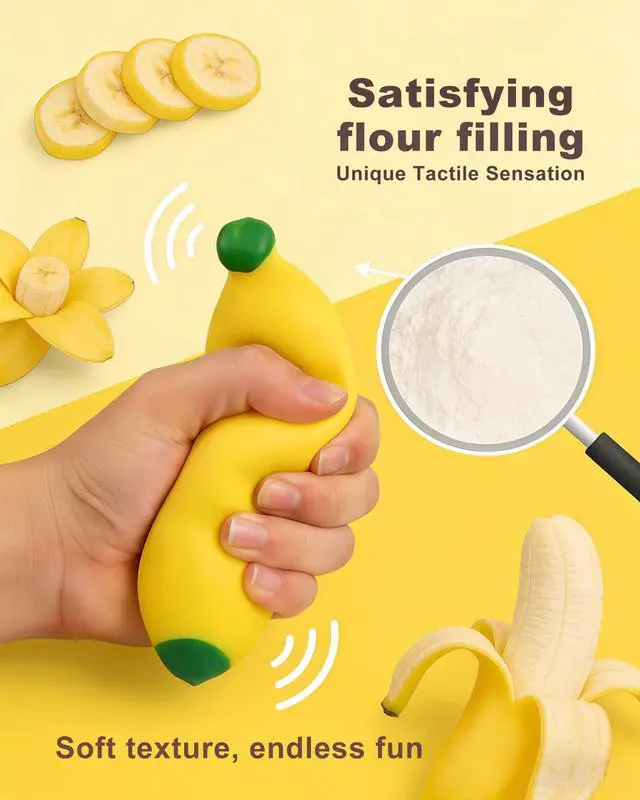 Alt view image 2 of 7 - 2 Pack Dumpling Squishy Stress Ball Soft TPR Squeeze Toy with Mini Steamer, Realistic Steamed Bun Texture, Sensory Fidget Toy for Kids & Adults, Anxiety Relief Desk Toy (Banana)